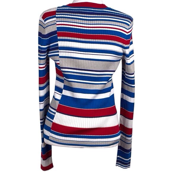 RAG & BONE Women’s Mason Crew Sweater Size Large Ribbed Striped Red Blue EUC - Picture 12 of 16